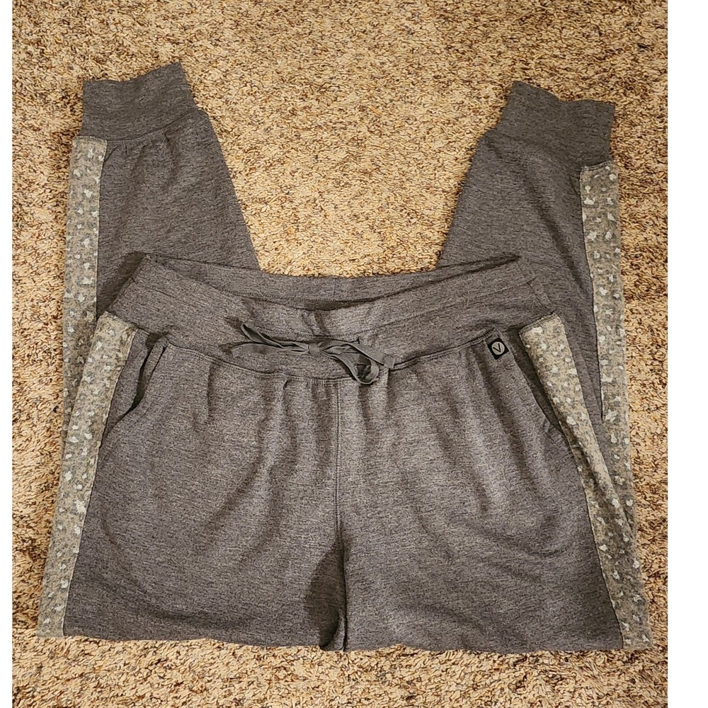 LIVI Active Gray Leopard Side Stripe Joggers Sweatpants Plus Size 14/16‎